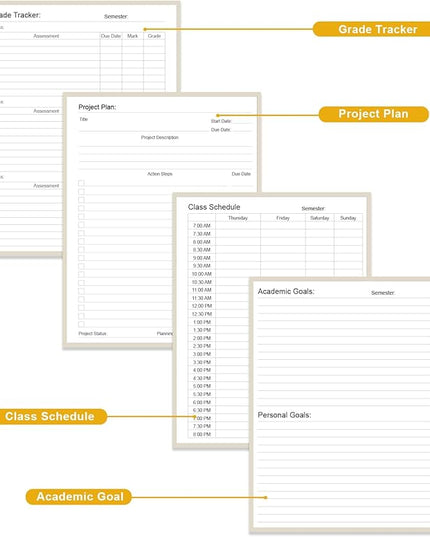 Academic Planner for 2026 or Anytime – 8.5" x 11" Undated Weekly Student Planner For Homeschool, High School, College & Nursing Students, 200 Pages, Beige