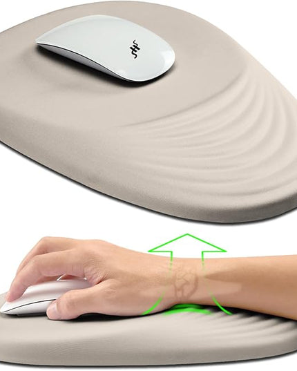 Hokafenle Ergonomic Mouse Pad Wrist Support, Terraced Slope Carpal Tunnel Wrist Pad for Mouse with Unibody Memory Foam, Wrist Rest Pain Relief Mousepad (Apricot, 11.8x7.9 in)