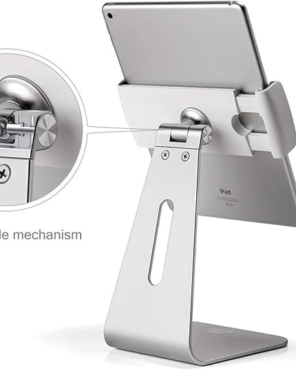 Viozon iPad Pro Stand, Tablet Stands 360° Rotatable Aluminum Alloy Desktop Mount Stand Compatible with 7-13inch iPad Pro iPadAir iPad Mini Surface and Surface Pro (Silver General)