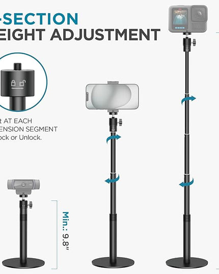 InnoGear Webcam Stand, 31" Telescopic Webcam Mount Vlogging Stick with Phone Holder Web Cam Stand for Logitech Webcam C922 C930e C920S C920 C615 C960 C920x BRIO 4K NexiGo N60, Phones, Cameras