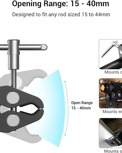 SMALLRIG Super Clamp w/ 1/4" and 3/8" Thread and 5.8 Inches Adjustable Friction Power Articulating Magic Arm with 1/4" Thread Screw for LCD Monitor/LED Lights - KBUM2730