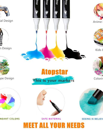 80 Colors Alcohol Markers Artist Drawing Art for Kids Dual Tip Adult Coloring Painting Supplies Perfect Boys Girls Students Adult(80 Black Shell)