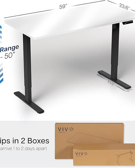 VIVO Electric 60 x 24 in Dual Motor Sit Stand Desk, Memory Height Adjustment, 2B Series, White Dry Erase Top Black Frame, DESK-KIT-2B6WE