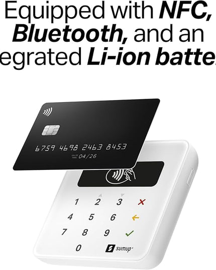 SumUp Plus Card Reader, Bluetooth - NFC RFID Credit Card Reader for Smartphone