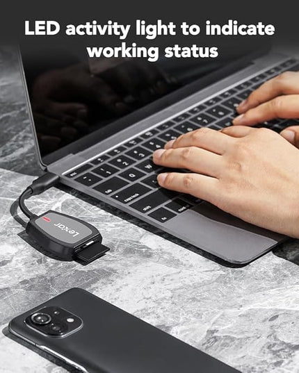 Lexar Professional USB 3.2 Type-C Dual-Slot Reader, Supports SD and microSD UHS-II Cards, Up To 312MB/s Read (LRW470U-RNHNU)