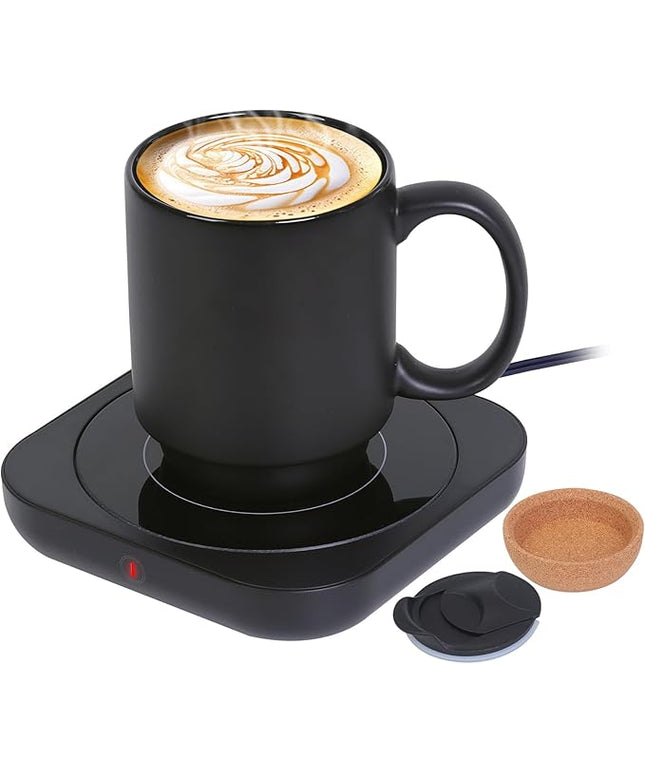 Coffee Mug Warmer & Mug Set for Desk, Electric Coffee Cup Warmer with Ceramic Mug, Smart Heated Coffee Mug with Auto Shut Off for Office/Home, Christmas/Birthday/Coffee Gifts for Men & Women, Black
