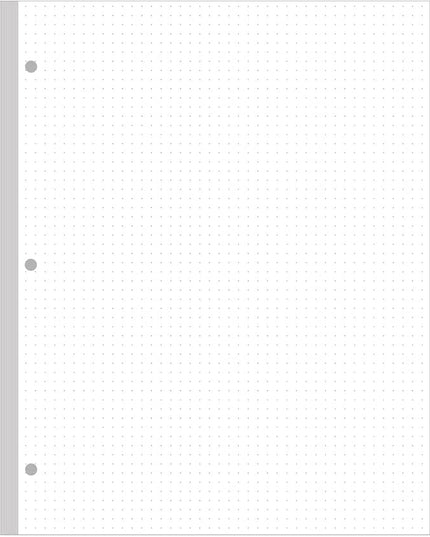 3-Hole Dotted Paper Refills, Letter Size 100Sheets / 200Pages Loose-Leaf Paper, 100gsm, White, 8.5'' x 11''