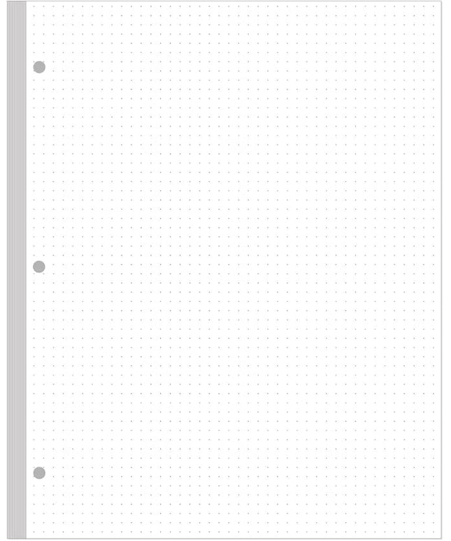 3-Hole Dotted Paper Refills, Letter Size 100Sheets / 200Pages Loose-Leaf Paper, 100gsm, White, 8.5'' x 11''