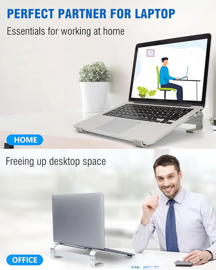 KYQEE Laptop Stand for Desk, Ergonomic Aluminum Laptop Riser, Ventilated Notebook Stand Compatible with MacBook Air Pro, Dell XPS, HP, More 11-17.3 Inches Work from Home