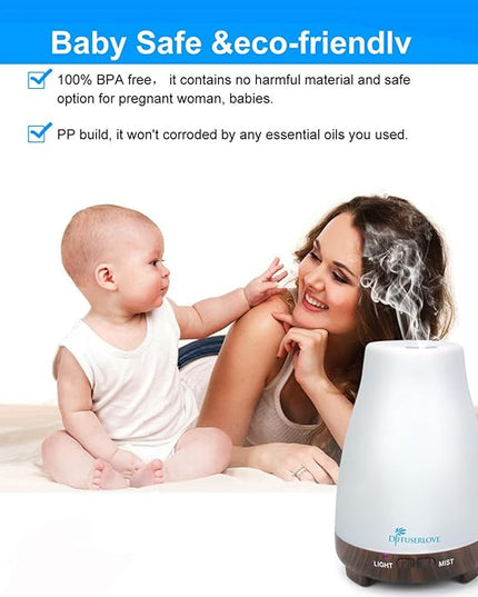 Diffuserlove Essential Oil Diffusers 200ML Remote Control Diffuser Mist Humidifiers BPA-Free Aromatherapy Diffuser (Black Base)