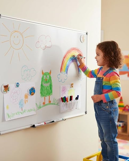 48 x 36 Inches Magnetic Whiteboard for Home Office Collaboration, Classroom Teaching - 4 x 3 ft Anti-Ghosting Dry Erase Board with Aluminum Frame for Brainstorming and Agile Management