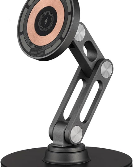 ClikDock Cell Phone Magnetic Wireless Charger Stand, 360° Spin, Aluminum Construction, Compatible with MagSafe Phones for iPhone & Andriod (Space Grey)