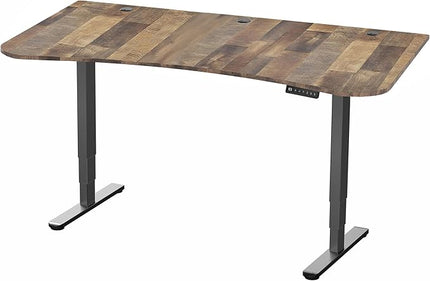 VIVO Electric 63 x 32 in Dual Motor Standing Desk, Memory Height Adjustment, 2B Series, Reclaimed Wood Top Black Frame, DESK-KIT-2B1P