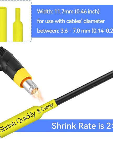 4 Pack Replacement for Ptouch HSe-631 HSe631 HS631 HS-631 HSe 11.7mm 0.46'' Black on Yellow Heat Shrink Wire Cable Label Tape Tubing Use with Ptouch PT-D210 PT-D400 PT-E300 PT-E500 PT-P750WVP Maker