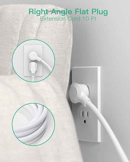 Surge Protector Power Strip 10ft Cord - Flat Plug, Wall Mount, 8 Wide Outlets with 4 USB Ports (1 USB C), Heavy Duty Extension Cord, Charging Station Overload Protection for Home, Office and Dorm