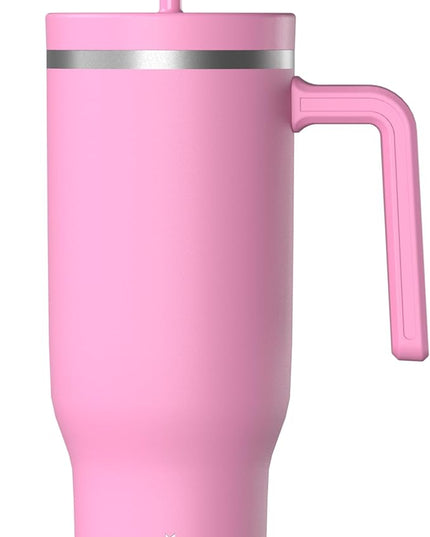 Hydrapeak Voyager 40 oz Tumbler with Handle and Straw Lid | Reusable Stainless Steel Water Bottle Travel Mug Cupholder Friendly | Insulated Cup (Bubblegum)