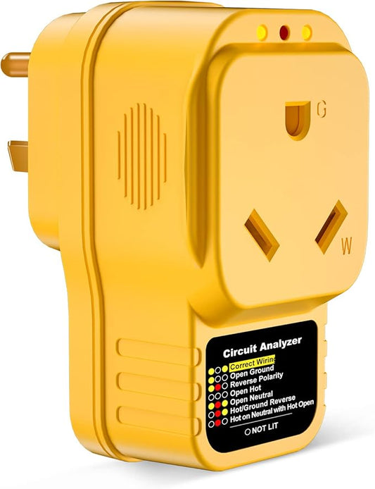 30 Amp RV Surge Protector with Circuit Analyzer, 30A Male to Female Plug, 2100 Joules Surge Protection, LED Indicator Lights for Camper & Travel Trailer (Basic)