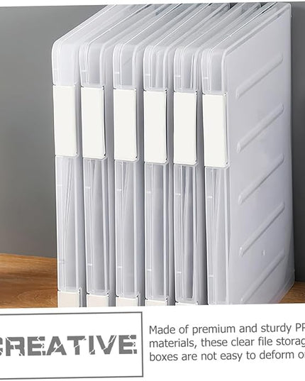 2pcs Clear Document File Boxes with Lid Stackable Transparent Desktop Storage Organizer for Office School Contract Invoice Receipt Filing PP Material Multipurpose Document Holder