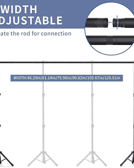 Backdrop Stand 10x7.5ft, Height Adjustable and Width Adjustable Backdrop Stand, Back Drop Stand for Balloon Arch, Photo, Parties