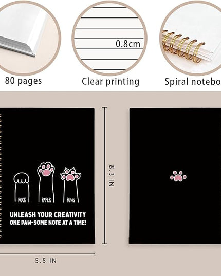 Funny Cat Paws Notebook, Cats Lover Gifts Notebooks for Note Taking, Cats Mom Lady Gifts for Women Journal, Cute Kitten Journals for Writing, Cat Office Supplies, 5.5x8.3 Inch