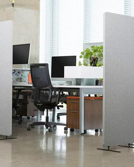 Stand Up Desk Store ReFocus Freestanding Noise Reducing Acoustic Room Wall Divider Office Partition (Cool Grey, 72" x 66", Zippered 3-Pack)