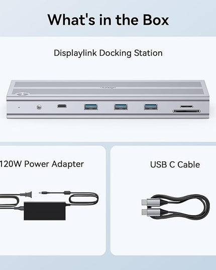 4URPC Laptop Docking Station Triple Display with 120W Power Adapter, Displaylink Docking Station 3 Monitor for MacBook/Mac mini M4, Windows(3 HDMI, 5 USB, Ethernet, SD/microSD)