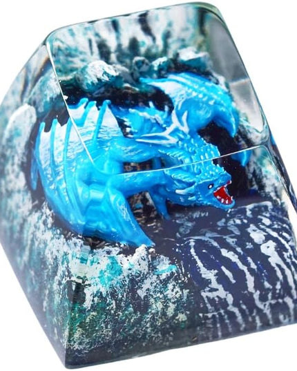 Ice Dragon Artisan Keycap R1 SA Profile Custom Fantasy Dragon Keycaps 1U ESC Handmade Gaming Resin Key Cap Cherry MX Switch Compatible Mechanical Keyboard Gift for Dragon Lover