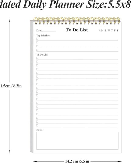 Yaridar (5-Pack) To Do List Notepad - A5 Undated Daily Planner, 250 Sheets/500 Pages To Do List Notebook for Work, Spiral Waterproof Notepad for Office Supplies, School Planner, 5.8" x 8.3"