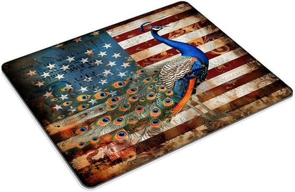 Square Mouse Pad Colorful Peacock and National Flag-7,Gaming Mouse Pads for Desk,Soft Computer Waterproof Non-Slip Mouse Mat