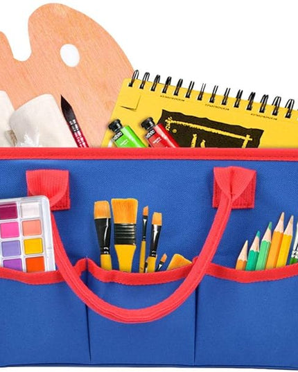 ZKOO Art Organizer Desktop Craft Storage Tote Bag Storage Craft Bag Organizer for Crafts, Sewing, Paper, Art, Canvas, Supplies Storage Organization with Handles for Travel or Daily Use (Blue, Small)