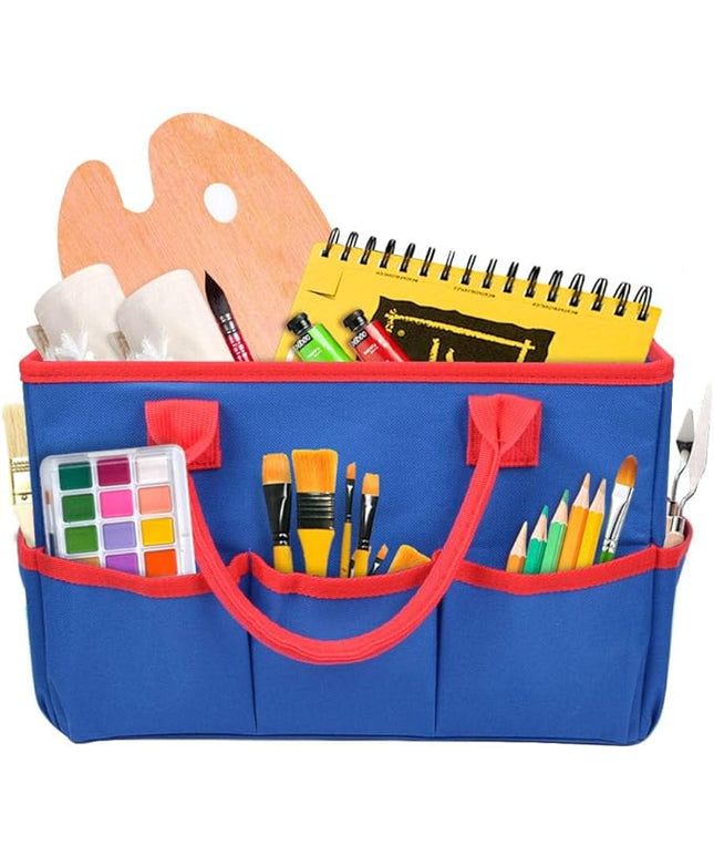 ZKOO Art Organizer Desktop Craft Storage Tote Bag Storage Craft Bag Organizer for Crafts, Sewing, Paper, Art, Canvas, Supplies Storage Organization with Handles for Travel or Daily Use (Blue, Small)