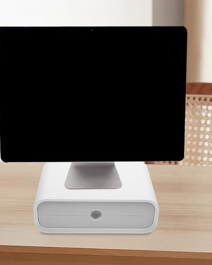 Acrylic Monitor Stand Riser with Drawer Desktop Storage Rack Computer Height Organizer for Office Desk Laptop Raise Rack White Sealed Design