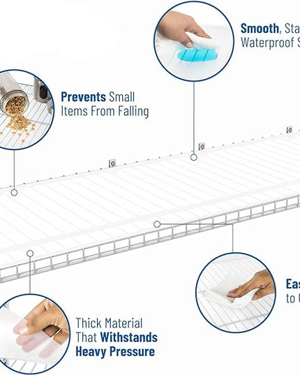 Wire Shelf Liner - 12" x 48" Flat Packed - Set of 4 - Clear - Wire Shelf Liners for Closets, Pantry and More - Plastic Closet Liner for Shelves - Easy to Trim - Wire Rack Cover - Closet Shelf Liner
