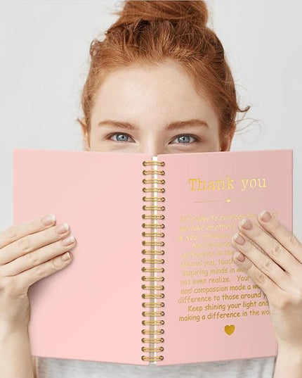 Thank You Pink Gold Hardcover 160 Pages Spiral Notebooks, Funny Thank You Gifts for Women Men Coworkers Leader Mentor, Appreciation Gifts for Employees, Thanksgiving Gifts for Colleagues Leaders