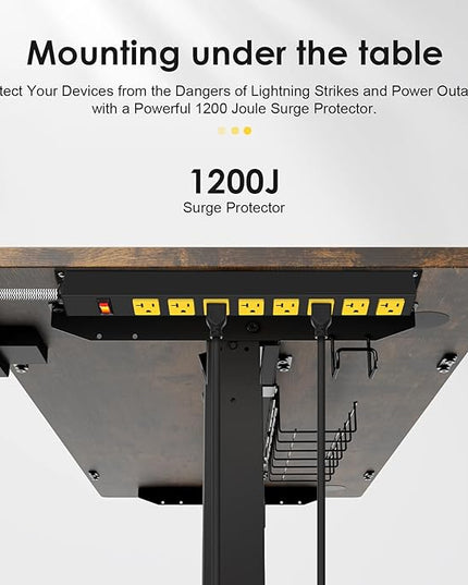 20Amp Power Strip Surge Protector, Durable Metal 8-Outlets with Heavy Duty 20 amp 15Ft 12 Gauge Extension Cord for Garage Workshop & Industrial Use, 1200J