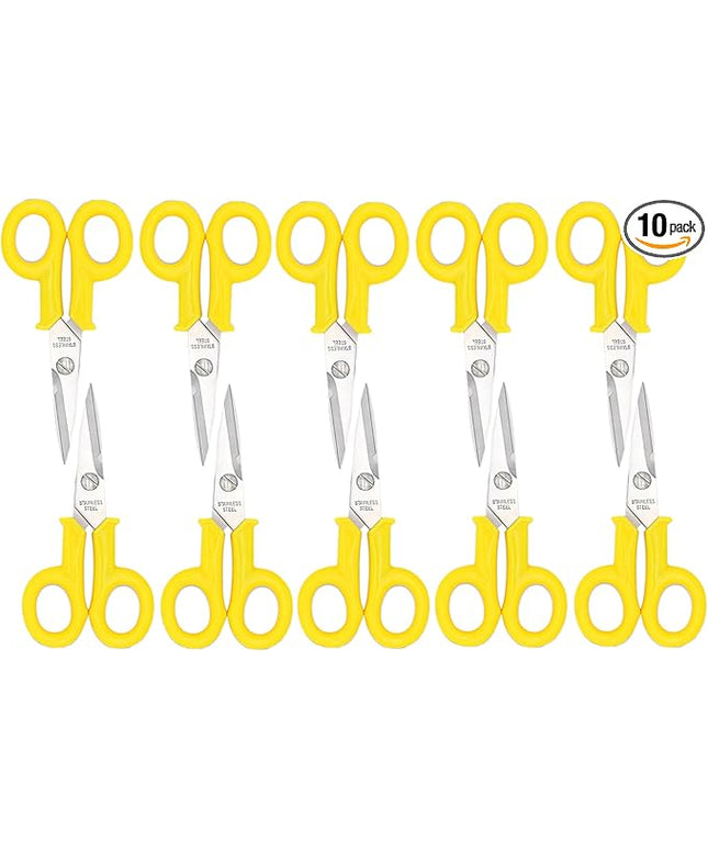 Scissors Bulk Set of 10-Pack, All Purpose Craft Fabric Shears Small Sharp Scissors for Office Home Teacher School Supplies