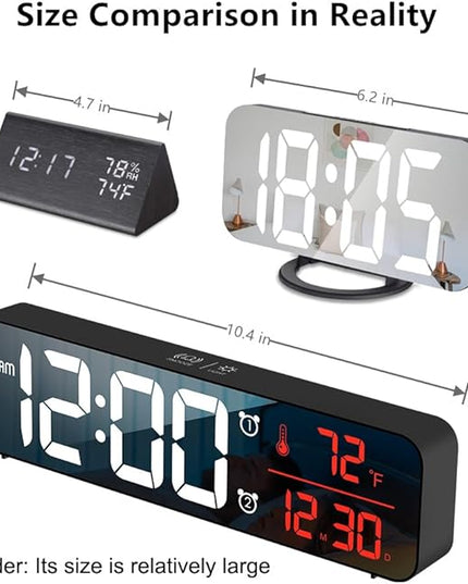 Hournor Digital Clock for Bedroom, Digital Wall Clock for Living Room Decor, Desk Table Clocks, Digital Clock Large Display, Bedroom Smart Alarm Clock for Office Red