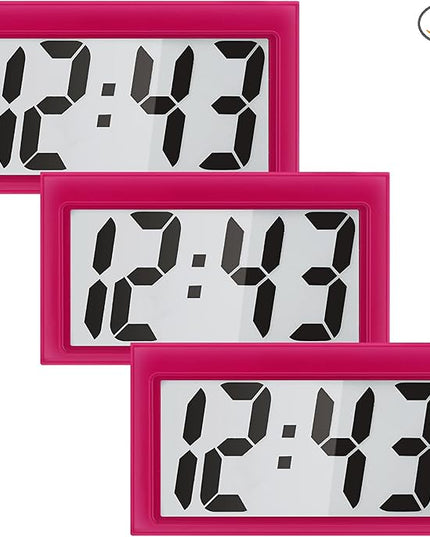 Frienda 3 Pieces Mini Digital Clock Small Digital Clock Stick on Battery Operated Self Adhesive Bracket for Car Dashboard Fridge (Red)