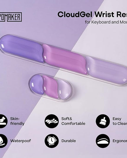EPOMAKER CloudGel Wrist Rest for Keyboard and Mouse, 2 Pieces Silicone Wrist Support, Anti-Slip Rubber Bottom, Ergonomic Design, Suitable for Office/Computer/Laptop/Gaming (Purple)