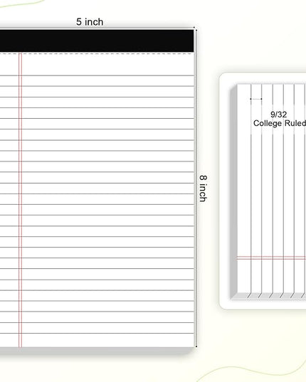 AILZFEI 12pcs Small Note Pad 5x8 College Ruled White Legal Pads Paper Notepads 12 Pack Study Back Writing Pads 5 x 8 Legal Pads Perforated Narrow Ruled Pads of Paper White