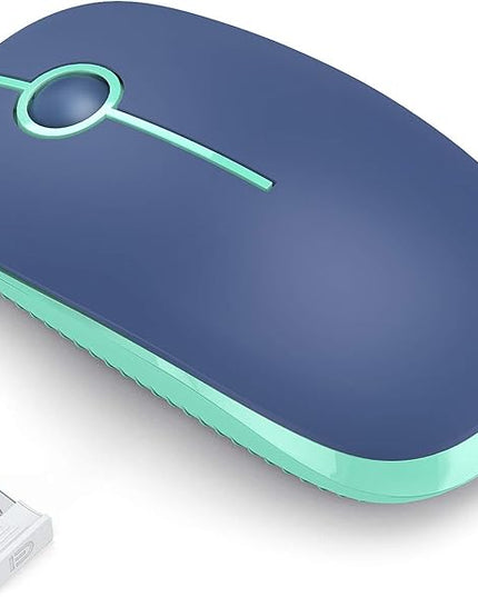 VssoPlor Wireless Mouse, 2.4G Slim Portable Computer Laptop Mouse with Nano Receiver Quiet Silent Optical Mice for Notebook, PC, Laptop, Computer-Blue and Green