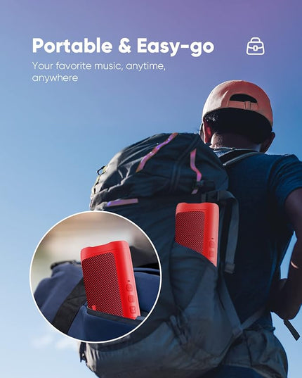 Bluetooth Speaker with HD Sound, Portable Wireless, IPX5 Waterproof, Up to 20H Playtime, TWS Pairing, BT5.3, for Home/Party/Outdoor/Beach, Electronic Gadgets, Birthday Gift (Red)