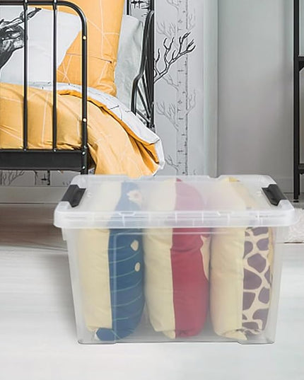 50 Quart Plastic Storage Container with Wheels, Clear Large Storage Bin, 4 Packs