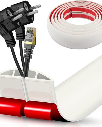 Floor Cord Cover Cable Cavity Self Adhesive Cord Hider Floor Floor Cable Management Power Cord Protector Floor Electric Cord Covers for Offices, Gym, Exhibitions (Beige, 2.36" x 10')
