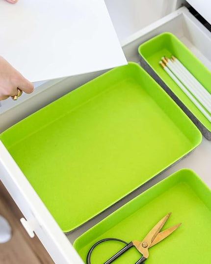 Three by Three Seattle Felt Like It! 13 x 9.5 Inch Felt Tray Drawer Organizer, Fits Standard Letter Size Paper Sheets, 3 Pack (Spring Green)