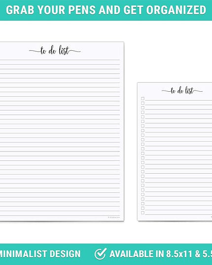 321Done To Do List Notepad, Made in USA - 5.5x8.5, Simple Checklist, Cute Modern Design for Organizing, Planning, College Ruled, Thick Heavy Paper - 50 Sheets