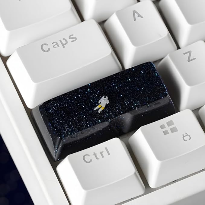 Galaxy Astronauts Artisan Keycap R1 SA Profile Custom Astronauts Keycaps 2.25 Shift Space Explorer Handmade Gaming Resin Key Cap Cherry MX Switch Compatible Mechanical Keyboard Space Lover Gift