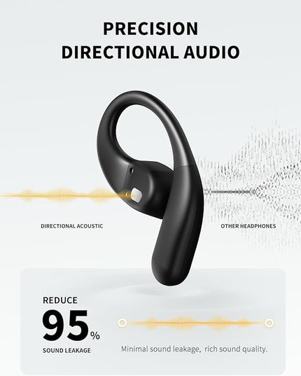 PSIER Open Ear Headphones Bluetooth 5.3 Bone Conduction Headphone, Soft Wireless Open Earbuds IPX6 Waterproof, Open Ear Earbuds with Premium Stereo Sound, 40H Playtime for Running, Cycling, Black
