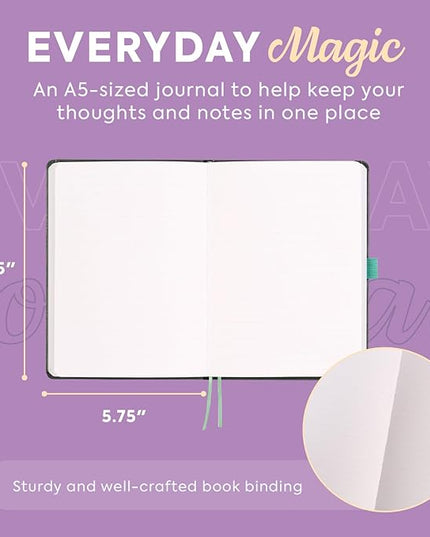Happy Planner Small Undated Book-Bound Journal with 80 Pages of Thick 100 GSM Paper, A5 Size, Dot-Lined Layout, Mystic Moths