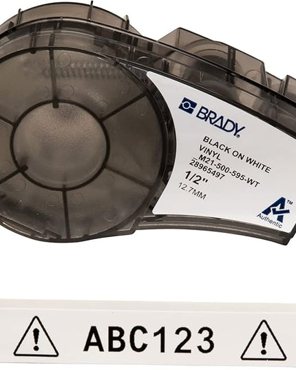 Brady Authentic (M21-750-595-WT) All-Weather Vinyl Label for Indoor/Outdoor ID & Authentic (M21-500-595-WT) All-Weather Vinyl Label for Indoor/Outdoor ID, Lab and Equipment Labeling